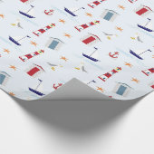 Vuurtoren Sailboot Starfish Nautisch Baby shower Cadeaupapier (Hoek)