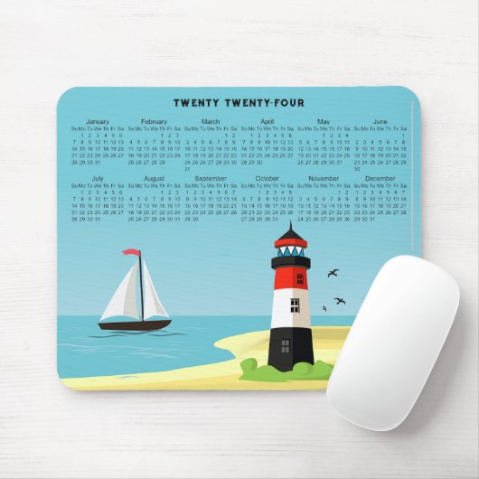 Vuurtoren Scène 2024 Kalender Mousepad Muismat (Met muis)