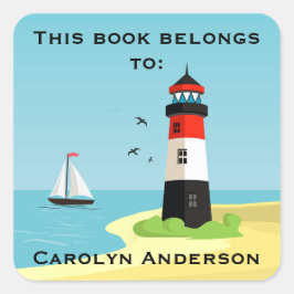 Vuurtoren Scene Ontwerp Ex-Libris Sticker