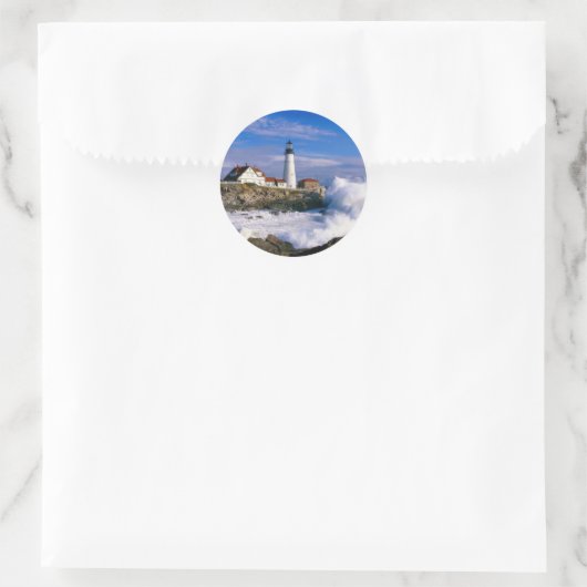 Vuurtoren schoonheid ronde sticker (Tas)