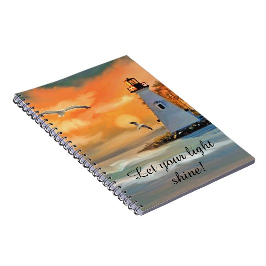 Vuurtoren Seagull Sunset Personalized Notitieboek (Rechterzijde)