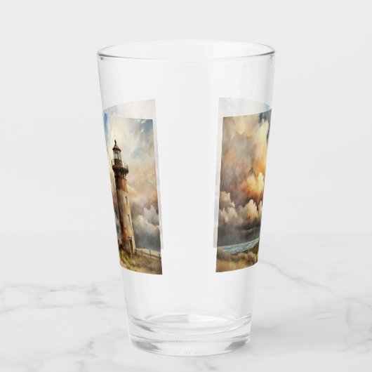 Vuurtoren Seashore Coastal Waterverf Painting Glas (Rechts)
