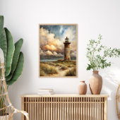 Vuurtoren Seashore Coastal Waterverf Painting Poster