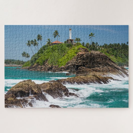 Vuurtoren Sri Lanka Tropisch palmstrand zeebaars Legpuzzel (Horizontaal)