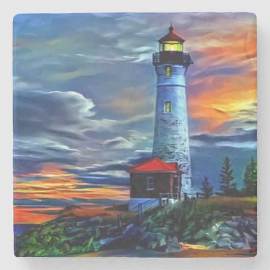 vuurtoren stenen onderzetter (Voorkant)