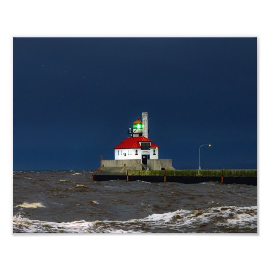 Vuurtoren Storm Foto Afdruk (Voorkant)