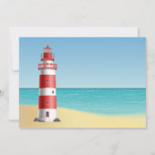 Vuurtoren Strand Blauw Maritiem Huwelijk Kaart (Achterkant)