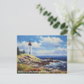 Vuurtoren strand en vogel briefkaart (Staand voorkant)
