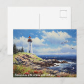 Vuurtoren strand en vogel briefkaart (Voorkant / Achterkant)