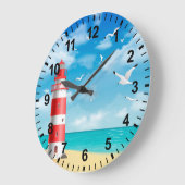 Vuurtoren strand meeuw wandklok (Hoek)