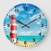 Vuurtoren strand meeuw wandklok (Voorkant)