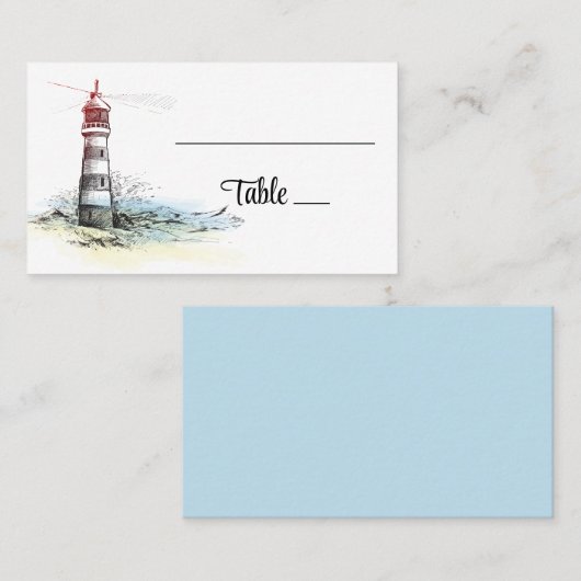 Vuurtoren strand Zomer Nautical Wedding Plaatskaartje (Voorkant / Achterkant)