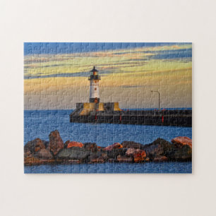 Vuurtoren Sunset Duluth Minnesota Legpuzzel