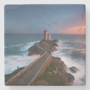 vuurtoren Sunset Plouzané   Finistère, Bretagne Stenen Onderzetter