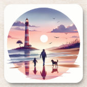 Vuurtoren Sunset Walk Coastal Scene Bier Onderzetter (Voorkant)