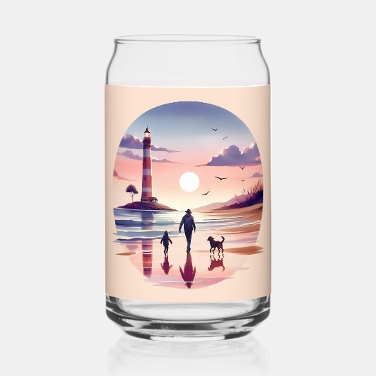 Vuurtoren Sunset Walk Coastal Scene Blikvorm Glas (Voorkant)