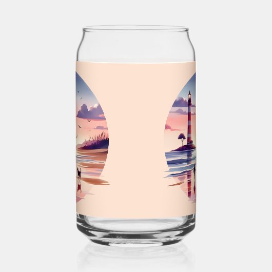 Vuurtoren Sunset Walk Coastal Scene Blikvorm Glas (Rechts)