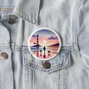 Vuurtoren Sunset Walk Coastal Scene Ronde Button 7,6 Cm