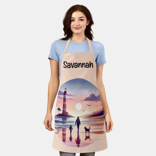 Vuurtoren Sunset Walk Coastal Scene Schort (Gedragen)