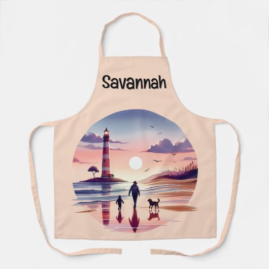 Vuurtoren Sunset Walk Coastal Scene Schort (Voorkant)