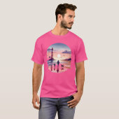 Vuurtoren Sunset Walk Coastal Scene T-shirt (Voorkant volledig)