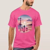 Vuurtoren Sunset Walk Coastal Scene T-shirt (Voorkant)