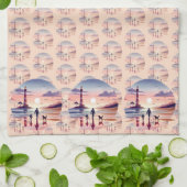 Vuurtoren Sunset Walk Coastal Scene Theedoek (Gevouwen)