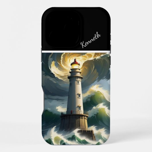 Vuurtoren te midden van het Storm iPhone Hoesje (Achterkant)
