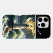 Vuurtoren te midden van het Storm iPhone Hoesje (Achterkant horizontaal)