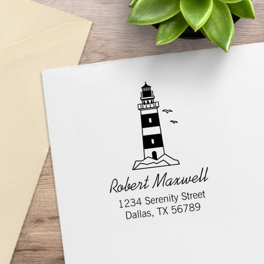 Vuurtoren ter zee adres 3 rubberstempel