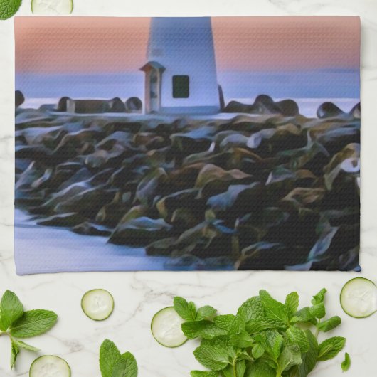 vuurtoren theedoek (Gevouwen)