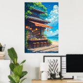 Vuurtoren Theehuis aan Zee Poster (Thuiskantoor)
