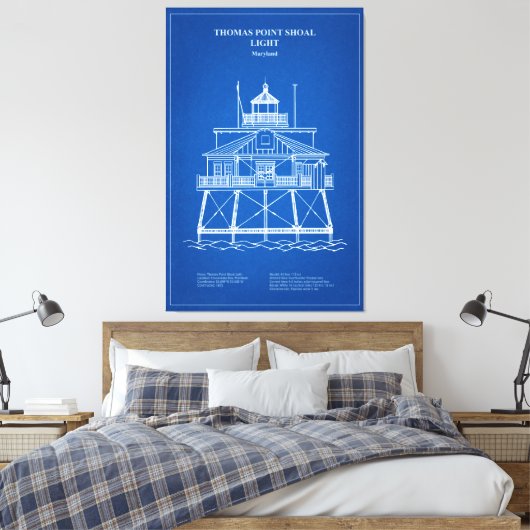 Vuurtoren Thomas Point Shoal - Maryland - AD Canvas Afdruk (Insitu (Slaapkamer))
