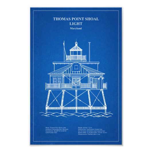Vuurtoren Thomas Point Shoal - Maryland - AD Foto Afdruk (Voorkant)