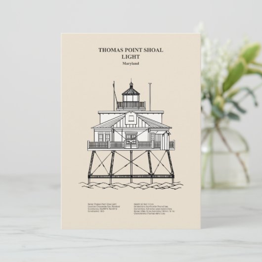 Vuurtoren Thomas Point Shoal - Maryland - SBD Bedankkaart (Staand voorkant)