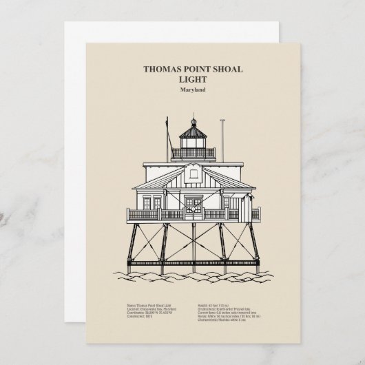 Vuurtoren Thomas Point Shoal - Maryland - SBD Bedankkaart (Voorkant / Achterkant)