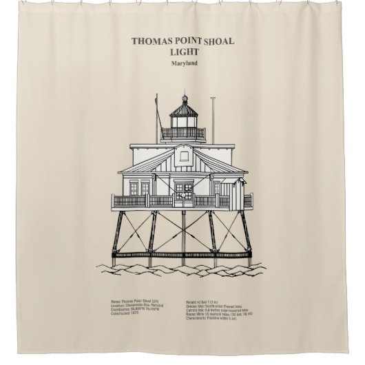 Vuurtoren Thomas Point Shoal - Maryland - SBD Douchegordijn (Voorkant)