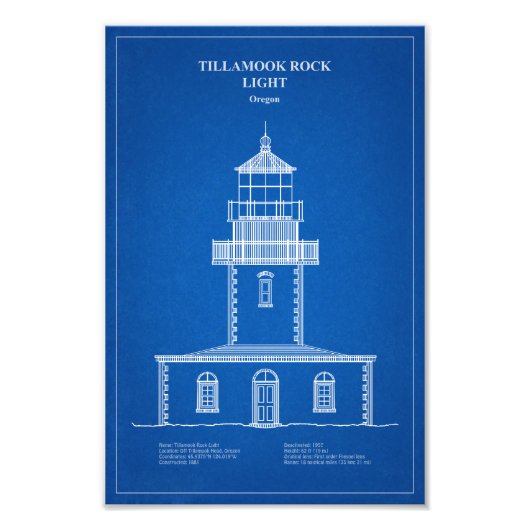 Vuurtoren Tillamook Rock - Oregon - AD Foto Afdruk (Voorkant)
