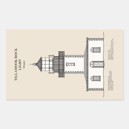 Vuurtoren Tillamook Rock - Oregon - SBD Rechthoekige Sticker (Voorkant)