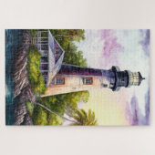 Vuurtoren Tropisch Eiland Palmbomen Legpuzzel (Horizontaal)