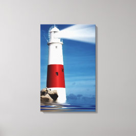 Vuurtoren uitkijk op zee canvas afdruk