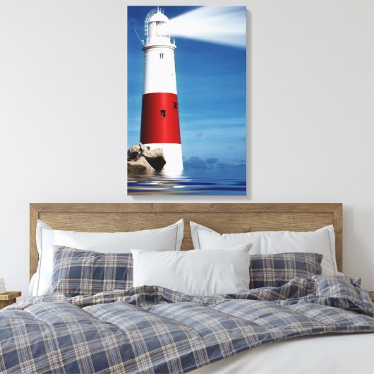 Vuurtoren uitkijk op zee canvas afdruk (Insitu (Slaapkamer))