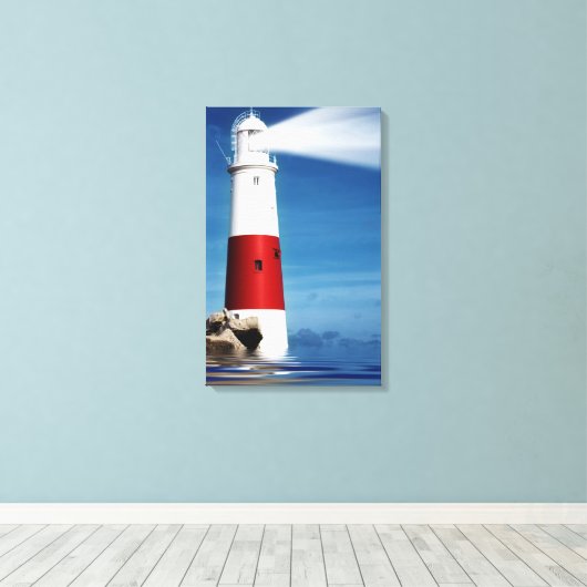 Vuurtoren uitkijk op zee canvas afdruk (Insitu (Houten vloer))