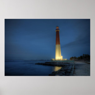 vuurtoren van Barnegat bij nacht Poster