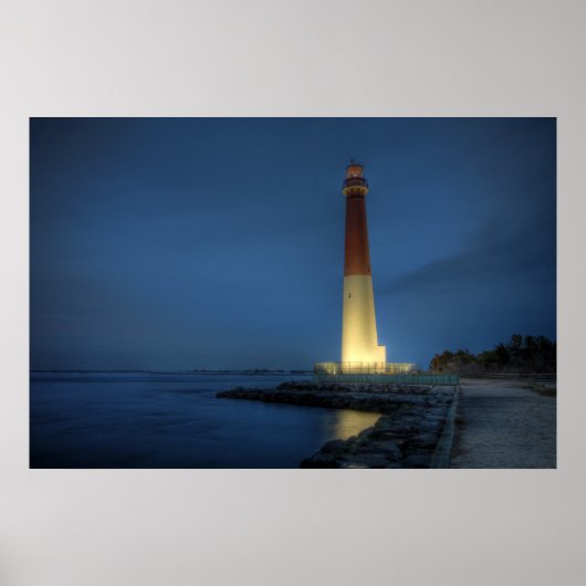 vuurtoren van Barnegat bij nacht Poster (Voorkant)