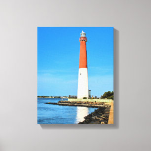 vuurtoren van Barnegat, New Jersey, gewatteerd Can Canvas Afdruk