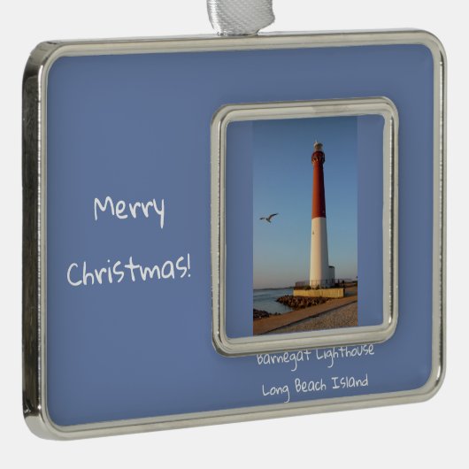 vuurtoren van Barnegat Verzilverd Omlijst Ornament (Rechts)