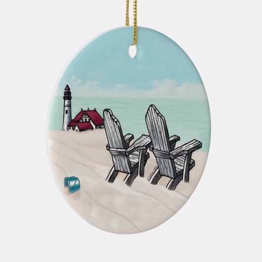 vuurtoren van beach Chairs Keramisch Ornament (Rechts)