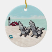 vuurtoren van beach Chairs Keramisch Ornament (Voorkant)