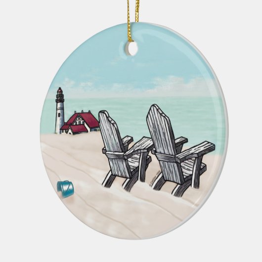 vuurtoren van beach Chairs Keramisch Ornament (Links)